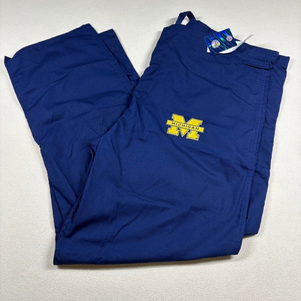 NWT Landau Michigan Wolverines Scrub Pants Navy Blue XL